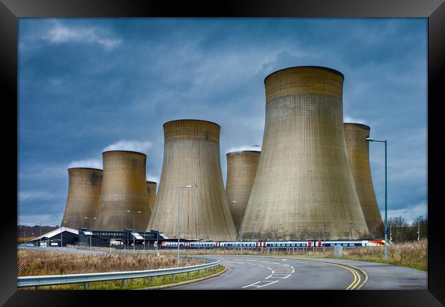 Ratcliffe on soar power station and East Midlands Parkway Statio Framed Print by Bill Allsopp