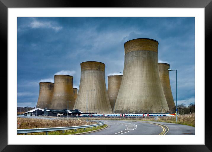 Ratcliffe on soar power station and East Midlands Parkway Statio Framed Mounted Print by Bill Allsopp