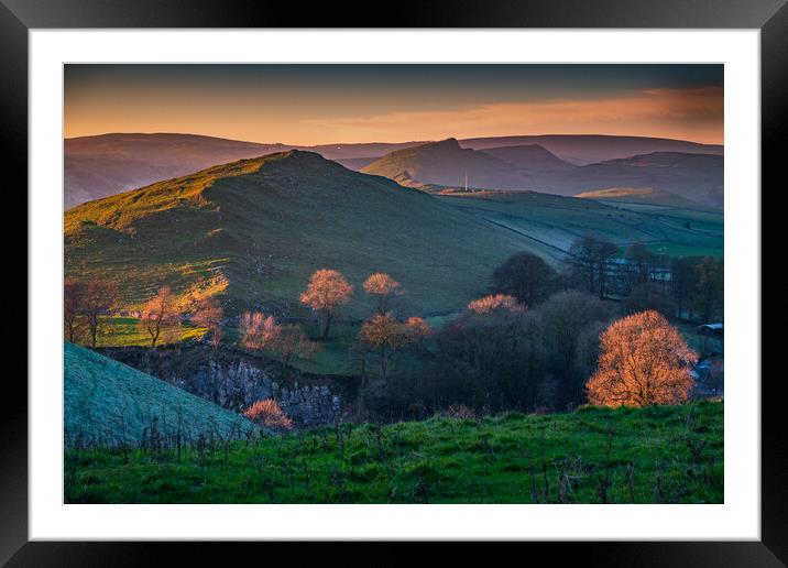 Sunset over the Derbyshire hills. Framed Mounted Print by Bill Allsopp