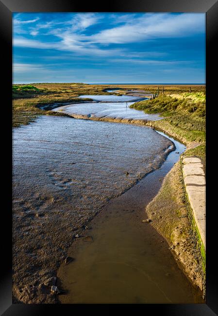 Thornham Creek at low tide. Framed Print by Bill Allsopp