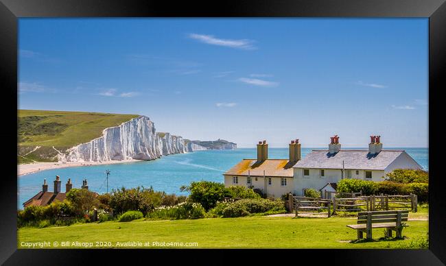 The Seven Sisters and Coastguard Cottages. Framed Print by Bill Allsopp