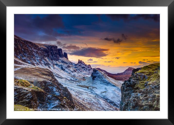Snow on the Quiraing. Framed Mounted Print by Bill Allsopp