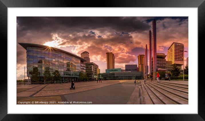 Media City sunset. Framed Mounted Print by Bill Allsopp