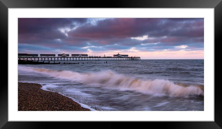 Pink sunset at Southwold #2 Framed Mounted Print by Bill Allsopp