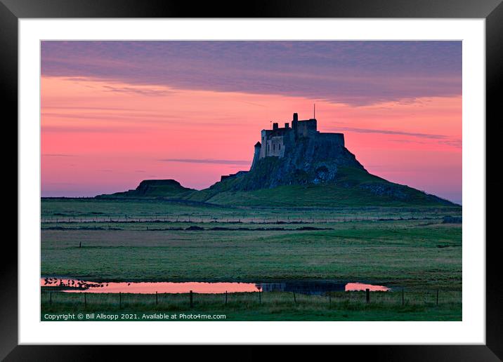Lindisfarne castle at dawn Framed Mounted Print by Bill Allsopp