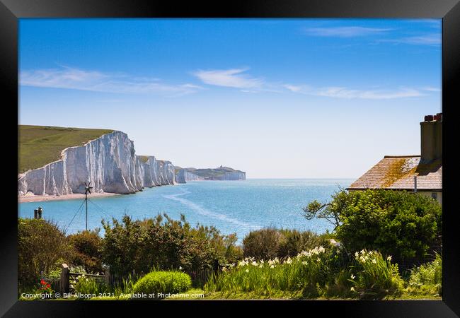 The Seven Sisters and Coastguard Cottages Framed Print by Bill Allsopp