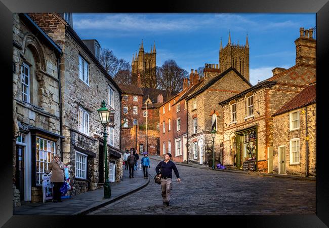 Steep Hill and the Cathedral. Framed Print by Bill Allsopp