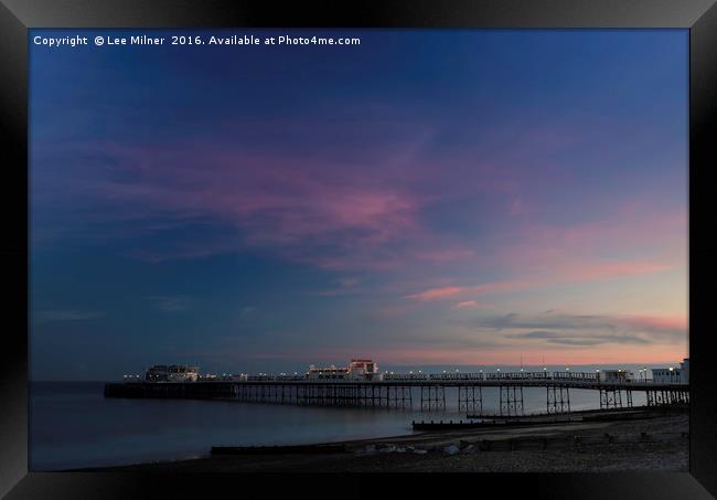 Worthing Pier sunset Framed Print by Lee Milner