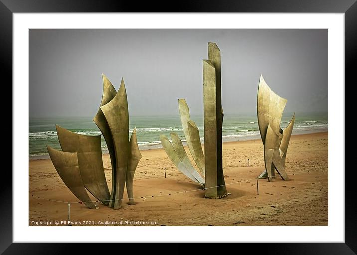 Sculpture on Normandy Beach Framed Mounted Print by Elf Evans