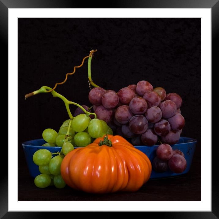 Grapes and Heirloom Tomato Framed Mounted Print by Elf Evans