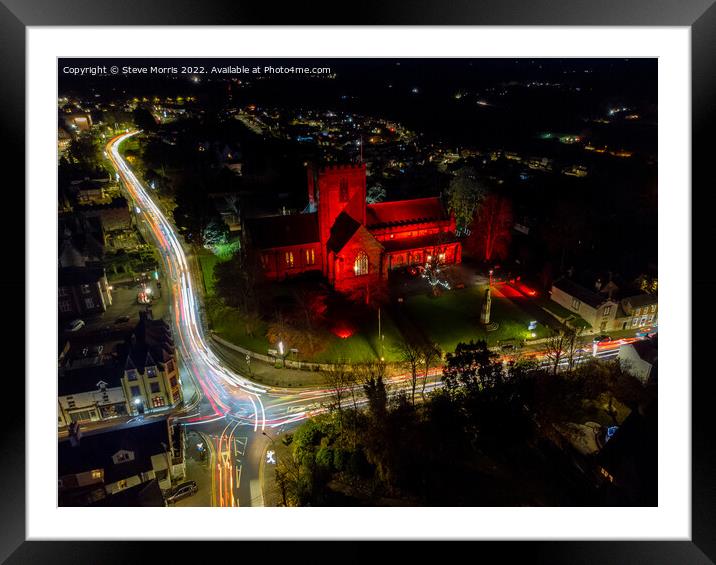 City of St.Asaph by Night Framed Mounted Print by Steve Morris