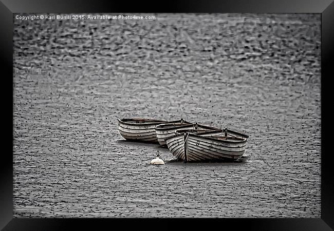  Three boats in the rain Framed Print by Karl Burrill