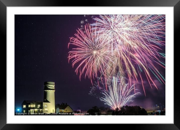Hunstanton fireworks display 2017 in Norfolk UK Framed Mounted Print by Simon Bratt LRPS