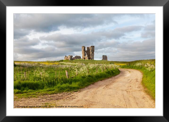 Winding road leading to a chirch ruin in Norfolk Framed Mounted Print by Simon Bratt LRPS