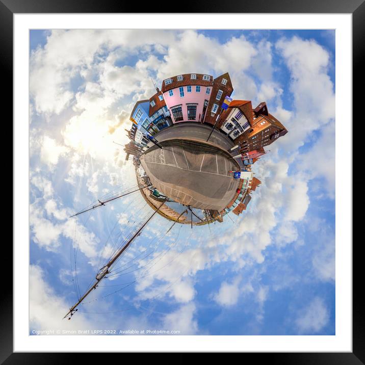 Wells Next The Sea in Norfolk mini planet Framed Mounted Print by Simon Bratt LRPS