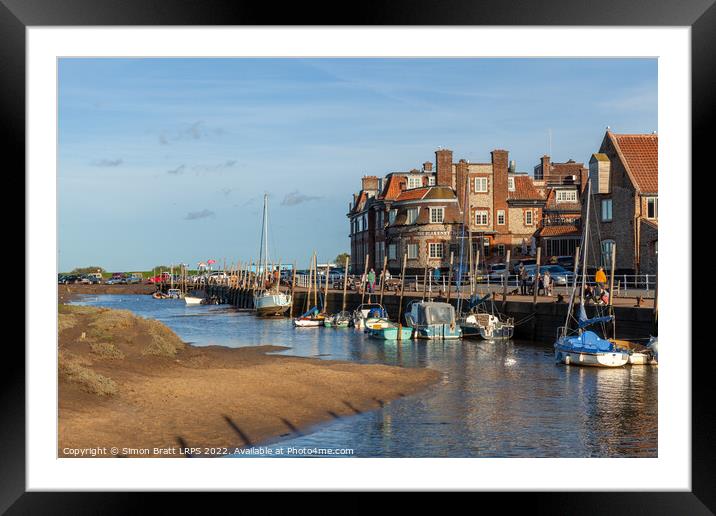 Blakeney quay harbour in Norfolk low tide Framed Mounted Print by Simon Bratt LRPS
