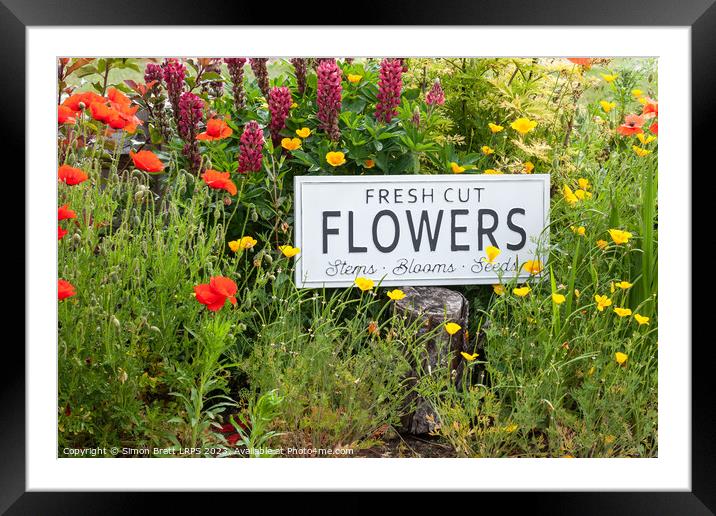 Garden flowers with fresh cut flower sign 0771 Framed Mounted Print by Simon Bratt LRPS