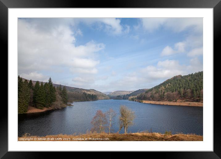 Ladybower reservoir and view to Derwent dam Framed Mounted Print by Simon Bratt LRPS