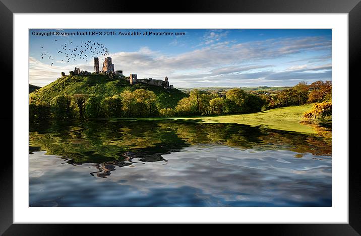 Lake and hill with ruin landscape Framed Mounted Print by Simon Bratt LRPS