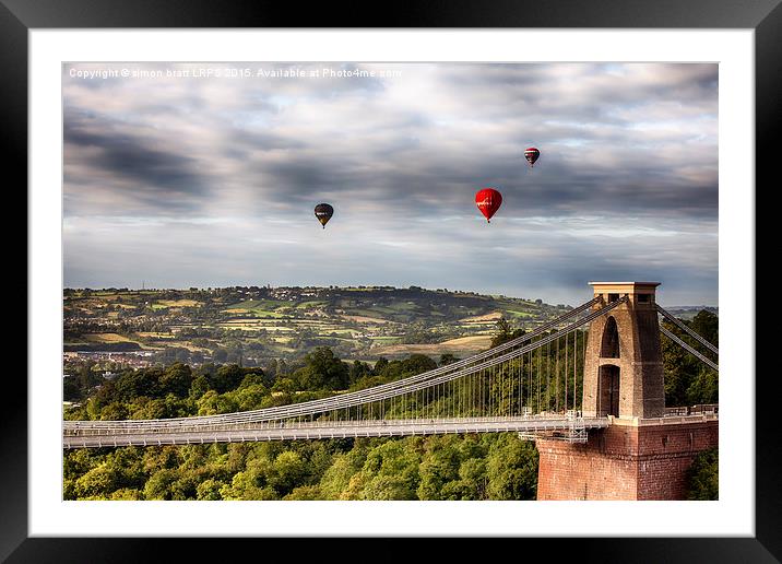  Hot Air Balloons over Clifton Suspension Bridge   Framed Mounted Print by Simon Bratt LRPS