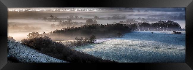 Winchester hill frosty spring morning panoramic Framed Print by Simon Bratt LRPS