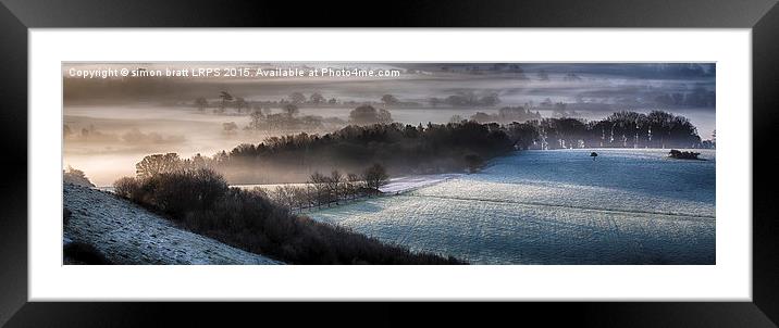 Winchester hill frosty spring morning panoramic Framed Mounted Print by Simon Bratt LRPS