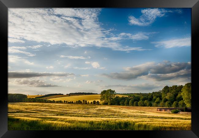 Fields of golden wheat English landscape Framed Print by Simon Bratt LRPS