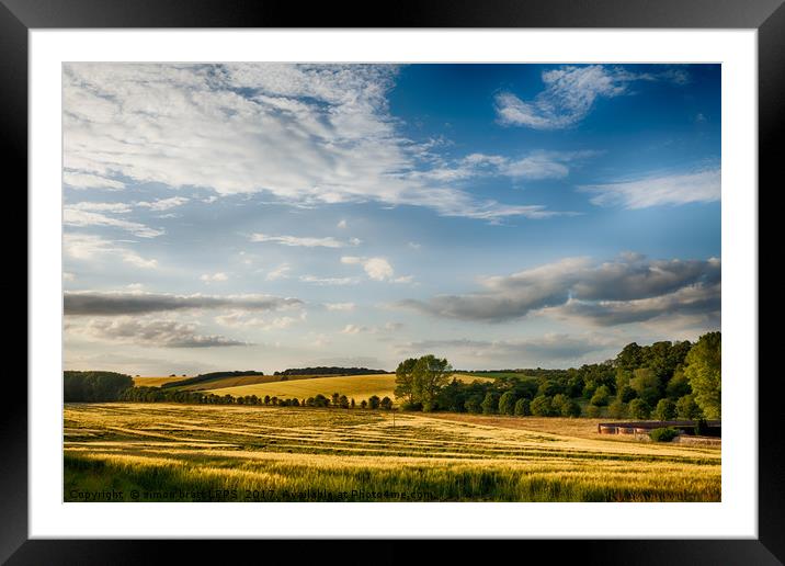 Fields of golden wheat English landscape Framed Mounted Print by Simon Bratt LRPS