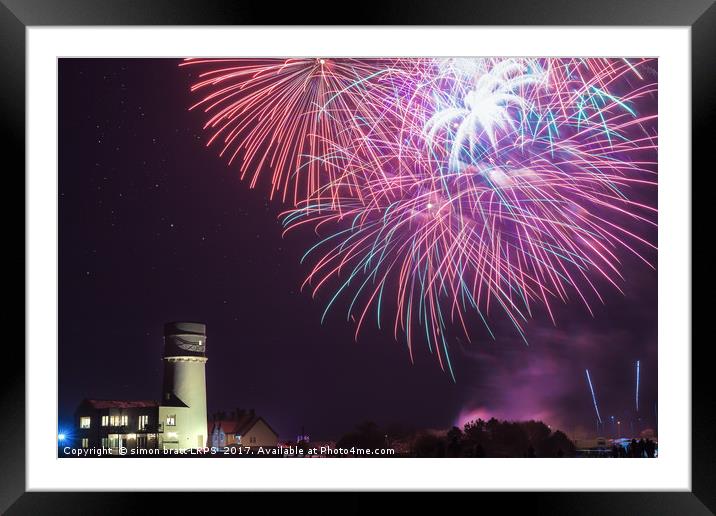 Hunstanton fireworks night 2017 in Norfolk UK Framed Mounted Print by Simon Bratt LRPS