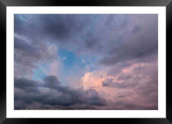 Beautiful cloudscape with pinks and greys 0671 Framed Mounted Print by Simon Bratt LRPS