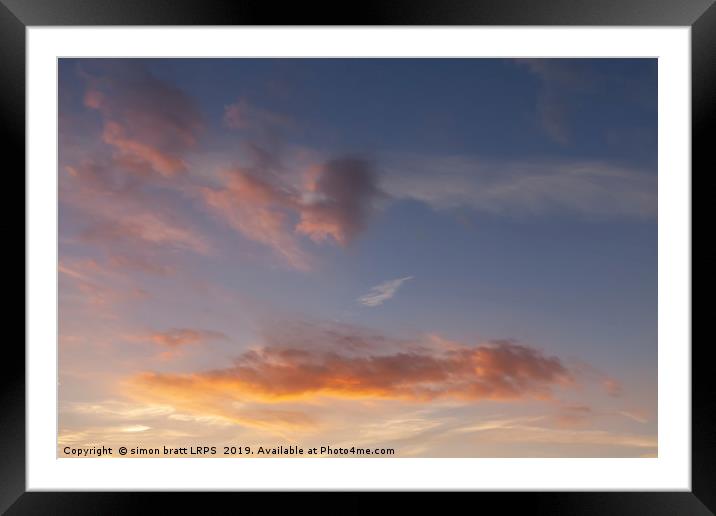 Sunset sky and pink clouds 428 Framed Mounted Print by Simon Bratt LRPS