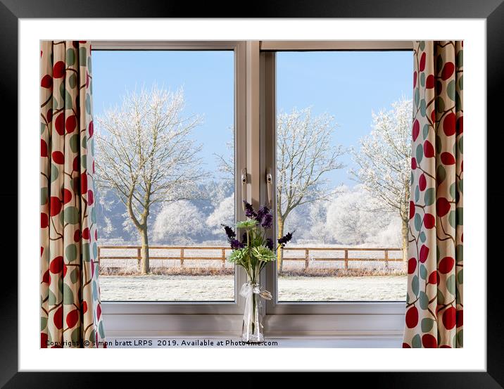 Window onto a winter snowy trees Framed Mounted Print by Simon Bratt LRPS