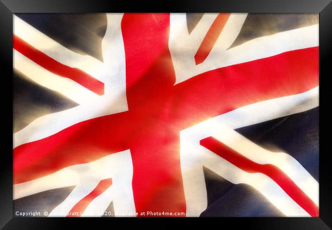 Union jack flag extract waving in the wind Framed Print by Simon Bratt LRPS
