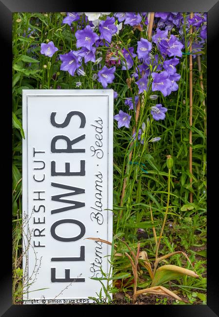 Garden flowers with fresh cut flower sign 0722 Framed Print by Simon Bratt LRPS
