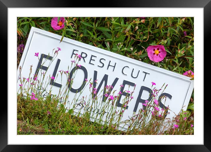 Garden flowers with fresh cut flower sign 0718 Framed Mounted Print by Simon Bratt LRPS