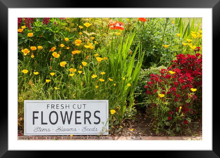 Garden flowers with fresh cut flower sign 0751 Framed Mounted Print by Simon Bratt LRPS