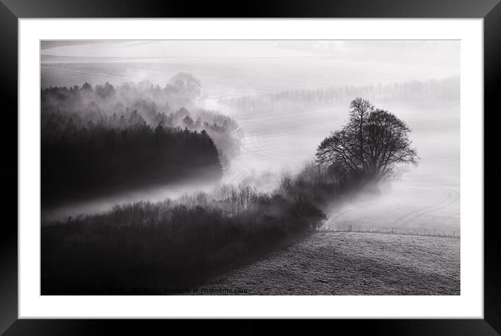 Black and white mist landscape Framed Mounted Print by Simon Bratt LRPS