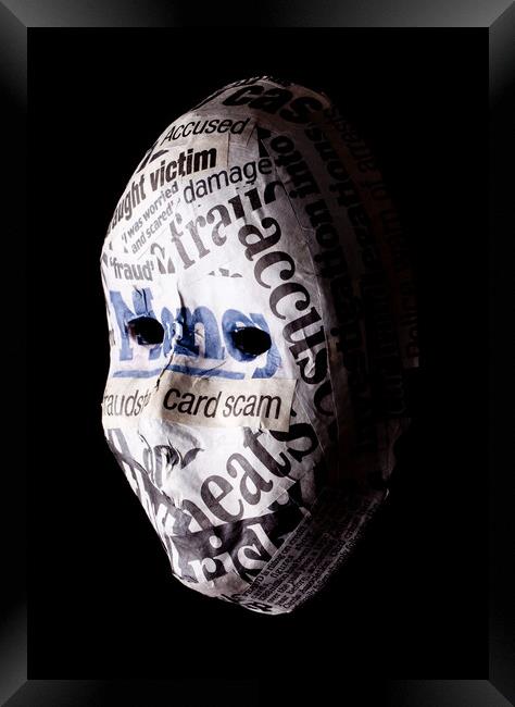 Identity fraud mask Framed Print by Simon Bratt LRPS