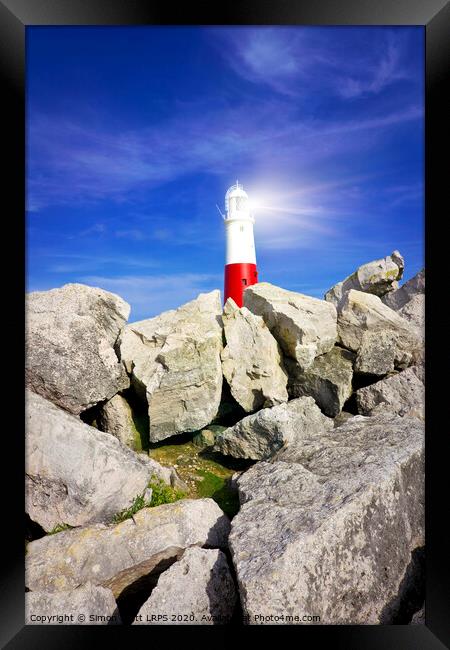 Portland Bill Lighthouse in Dorset UK Framed Print by Simon Bratt LRPS