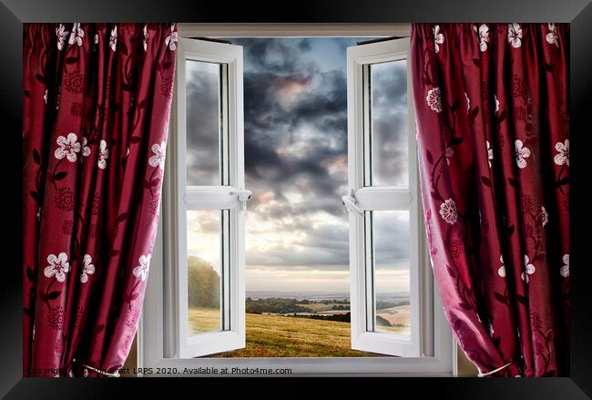Open window onto landscape view Framed Print by Simon Bratt LRPS