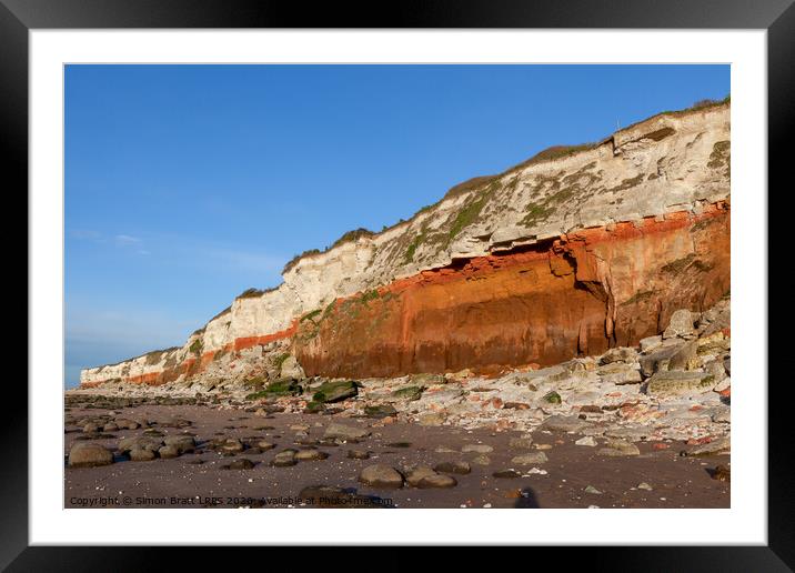 Red rock cliffs in Hunstanton Norfolk UK Framed Mounted Print by Simon Bratt LRPS