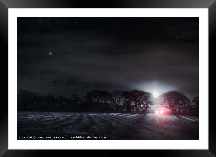 Lone driver in a dark field Framed Mounted Print by Simon Bratt LRPS