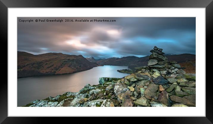 Yew Crag cairn, Ullswater Framed Mounted Print by Paul Greenhalgh