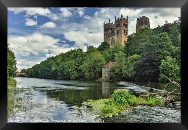 Durham Cathedral from the old corn mill Framed Print by Ernie Jordan