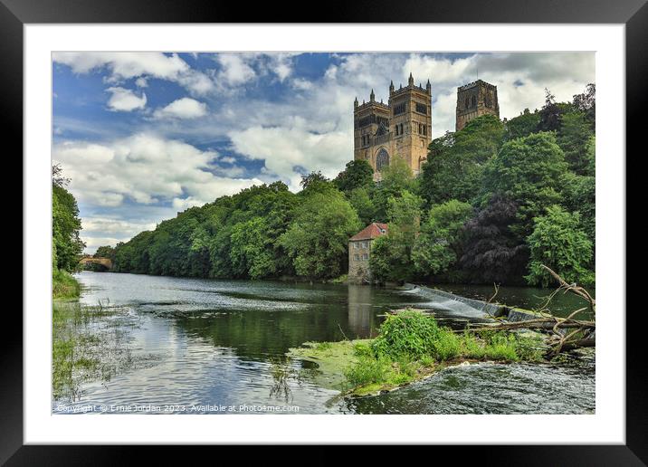 Durham Cathedral from the old corn mill Framed Mounted Print by Ernie Jordan