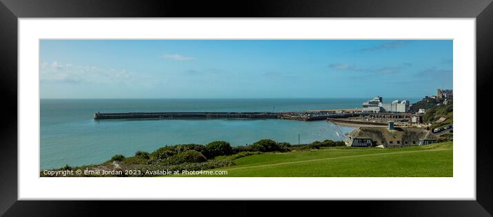 East cliff view of Folkestone Harbour Framed Mounted Print by Ernie Jordan