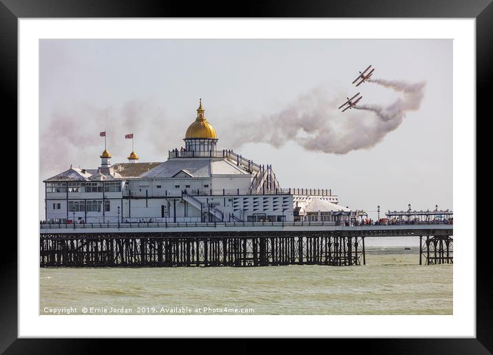 Wingwalking over Eastbourne Framed Mounted Print by Ernie Jordan