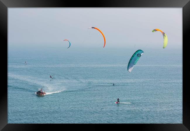 Kite-Surfing Framed Print by Ernie Jordan