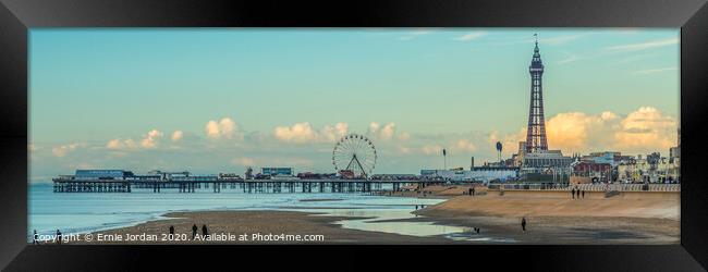 Blackpool seafront and central pier Framed Print by Ernie Jordan