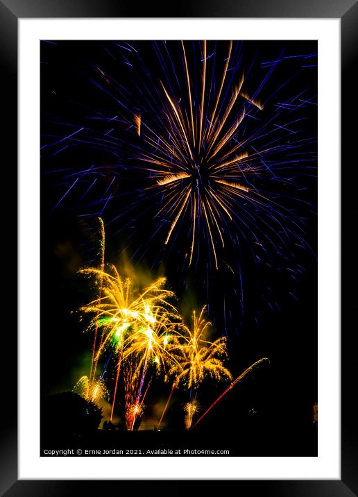 Fireworks 7104 Framed Mounted Print by Ernie Jordan